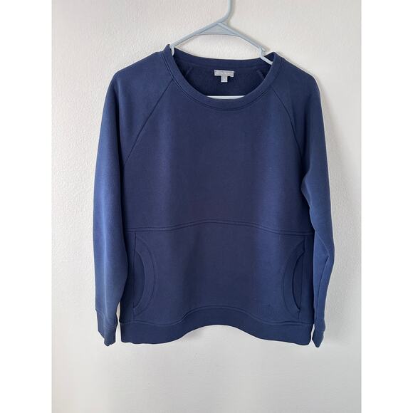 T by Talbots size M petite womens navy blue pullover with front pocket - Picture 4 of 6